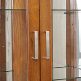 Mcltopz Lighted Curio Cabinet with Tempered Glass Doors, 6 Tiers Curio Diapaly Cabinet with Adjustable Shelves and Mirrored Back Panel, Floor Standing Glass Display Cabinet for Home No Bulb (Oak) Mcltopz