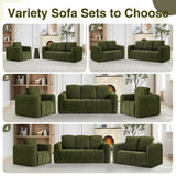 AEMEIOS Boneless Loveseat Couch for Living Room, Oversized Loveseat 2 Seater with 2 Pillow for Lovers,Corduroy Boneless Cloud Sofa Loveseats in a Box for Bedroom,No Assembly Couch, Green AEMEIOS