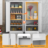 Kooyon Metal Storage Cabinet with Locking Doors and 4 Adjustable Shelves,71"" Tall Metal Garage Storage Cabinet,Metal Cabinet Storage for Office,Home,Garage,Gym,School (White/Required-Assembly) Kooyon