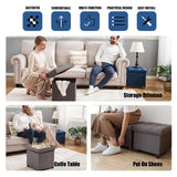 BRIAN & DANY Small Storage Ottoman Cube, Folding Ottoman with Storage, Foot Stool Seat with Wood Legs, for Living Room and Bedroom, 12.6"x12.6"x12.8" - Brown BRIAN & DANY