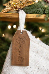 Engraved Christmas Stocking Tags | Stocking Name Tags | Personalized Stocking Tags | Family Stockings | Name Tags Wooden | Stocking Gift Tag WoodArtSupply