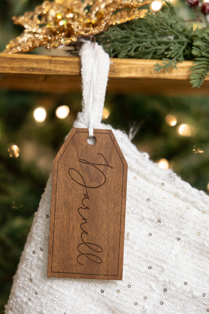 Engraved Christmas Stocking Tags | Stocking Name Tags | Personalized Stocking Tags | Family Stockings | Name Tags Wooden | Stocking Gift Tag - WoodArtSupply