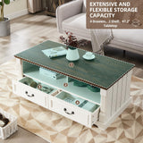 Minifeel 48'' Wood Coffee Table for Living Room, Farmhouse Coffee Table with Storage, Rustic Center Table for Living Room with 4 Drawers, Farmhouse & Industrial Cocktail Table for Home Minifeel