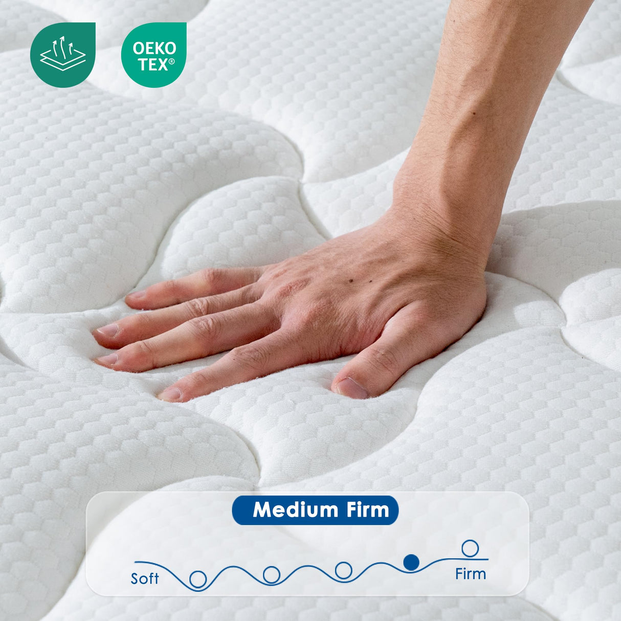 10 Inch King Mattress, Memory Foam Hybrid Mattress, Motion Isolation Pocket Spring Bed in a Box, Medium Firm for Pressure Relief, Breathable Pillow Top, CertiPUR-US Certified Marine Moon