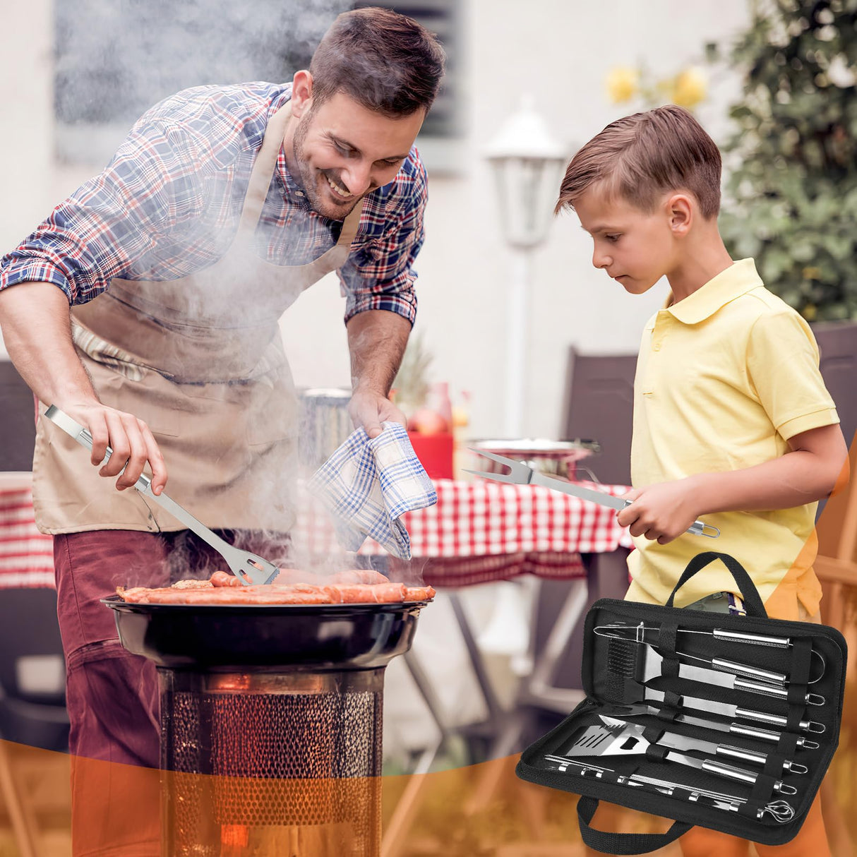 Anpro Grill Kit, Grill Set, Grilling Utensil Set, Grilling Accessories, BBQ Accessories, BBQ Kit, BBQ Grill Tools,Smoker, Camping, Kitchen, Stainless Steel, 21 Pcs,Grilling Gifts for Fathers Day Anpro