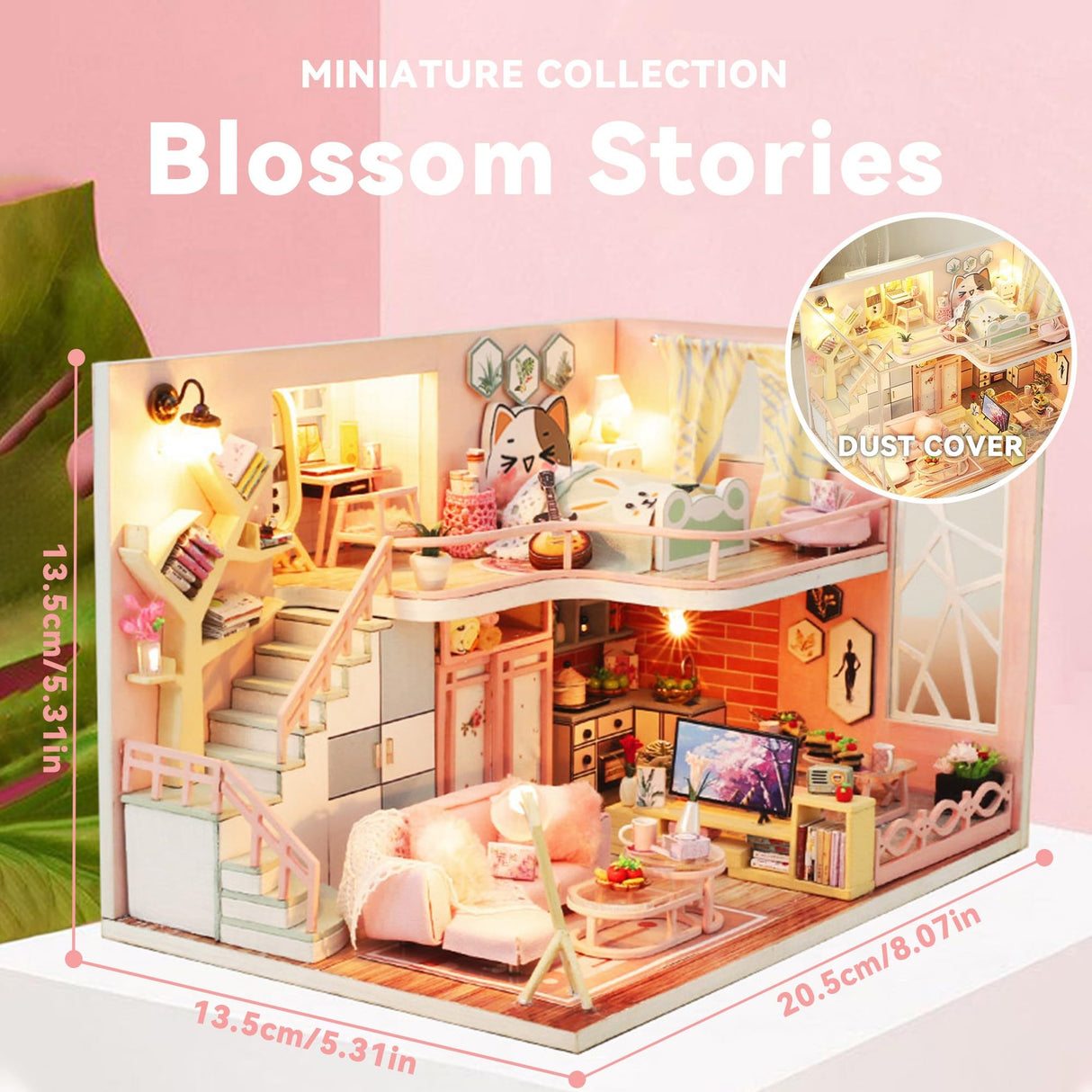 Flever Dollhouse Miniature DIY House Kit Creative Room with Furniture for Romantic Valentine's Gift (Blossom Stories) Flever