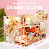 Flever Dollhouse Miniature DIY House Kit Creative Room with Furniture for Romantic Valentine's Gift (Blossom Stories) Flever