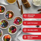 Boxiki Kitchen Non-Stick 12 Cup Silicone Muffin Pan With Steel Frame - BPA Free, Non-Toxic, Anti-Warp, Durable & Easy to Pop Silicone Muffin Tin - Perfect Cupcake Pan Boxiki Kitchen