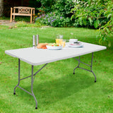 FORUP 6ft Table, Folding Utility Table, Fold-in-Half Portable Plastic Picnic Party Dining Camp Table (White) FORUP