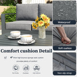 KHOLH 5 Piece Modern Aluminum Patio Furniture Set with Fire Pit Table, Outdoor Patio Sectional Conversation Metal Seating Sets with Olefin Cushion KHOLH