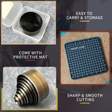 YKSPLUSK Leather Circle Cutter Tool Set, 9 Pieces Circle Punch Tools 15 20 25 30 35 40 45 50 55mm, High Carbon Steel Round Leather Cutting Dies - Leather Hole Punch Tool Kit for DIY Leather Crafts YKSPLUSK