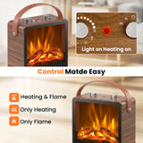 Riseon Electric Fireplace Heater for Indoor Use, 1500W/750W Space Heater Fireplace with 3D LED Flame, Double Safety Protection, Portable Fireplace Heater for Home Office Christmas Decoration,Walut Riseon