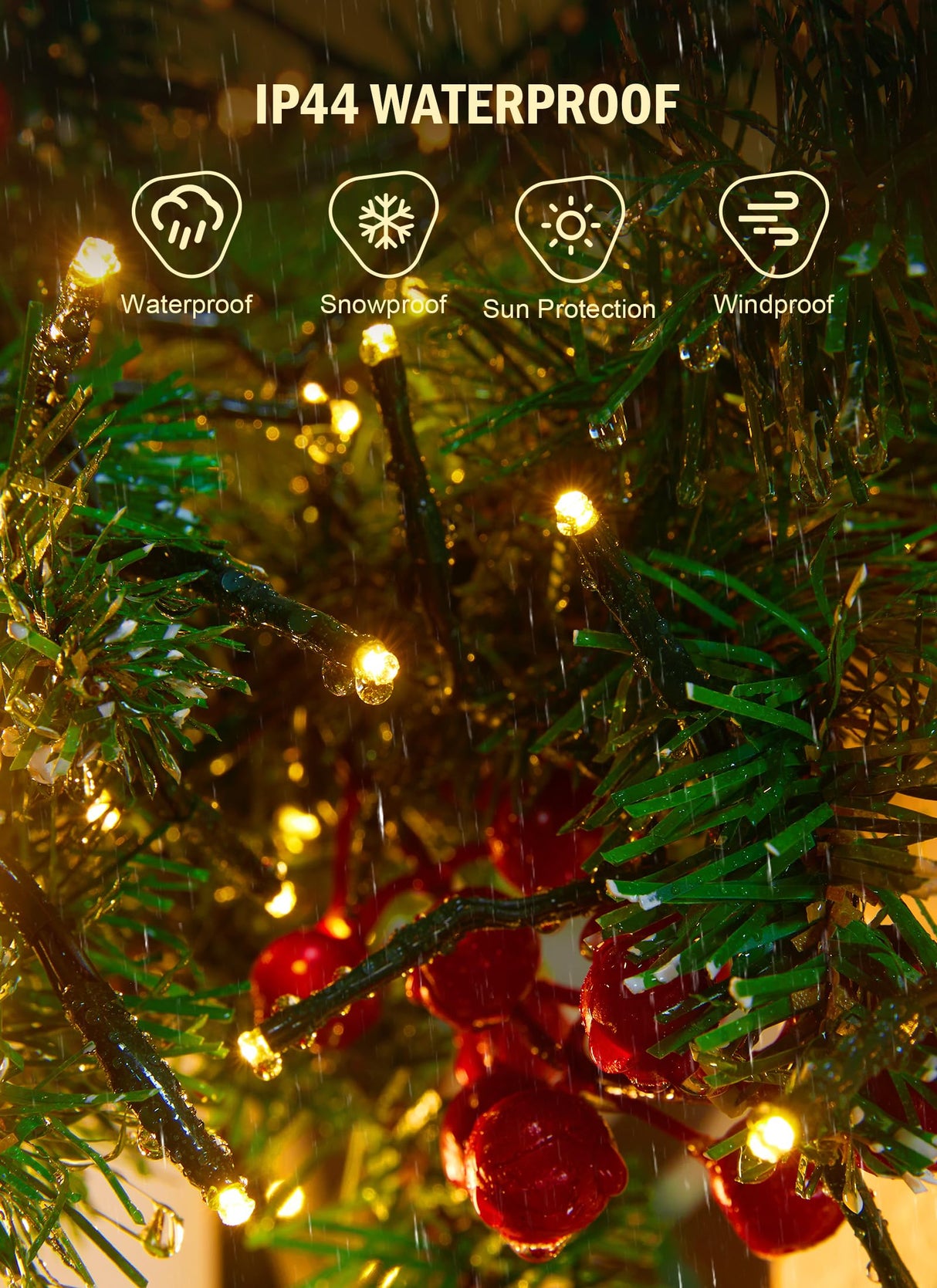 Brightown Christmas Tree Lights Battery Operated Outdoor, 10Ft 120 LED Christmas Cluster Lights Firecracker String Lights Waterproof Twinkle Lights for Indoor Wreath Xmas Tree Christmas Decorations Brightown