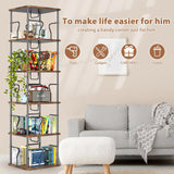 VYRIVA 5 Tier Square Rotating Bookshelf Tower, Spinning Bookshelf, 360° Display Round Bookcase, Floor Standing Corner Revolving Bookshelf Organizer Storage Rack for Home Study Office, Small Spaces VYRIVA