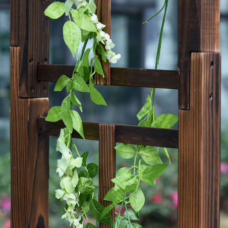 Outsunny 85" Wooden Garden Arbor for Wedding and Ceremony, Outdoor Garden Arch Trellis for Climbing Vines, Fir Wood, Carbonized Color Outsunny