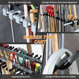 QTJH Heavy duty garden tool organizer garage storage holder storage large long farming tools lawn tool metal rack shovel and rake organizer QTJH