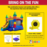 Inflatable Bounce House with Slide for Kids (Without Blower) - 18 x 12 x 14.5 Foot Rainbow Smiley Face Backyard Inflatable Bouncy House - Built-in Bladder Water Misting System Pogo Bounce House