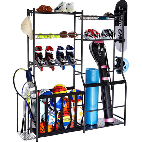 VEVOR Golf Storage Garage Organizer, 2 Golf Bag Storage Stand Holder, Other Sports Equipment Storage Rack, Outdoor Ball Cart, Sports Gear, Toys Storage Shelves Baskets Hooks Christmas Crafts Xmas Gift VEVOR
