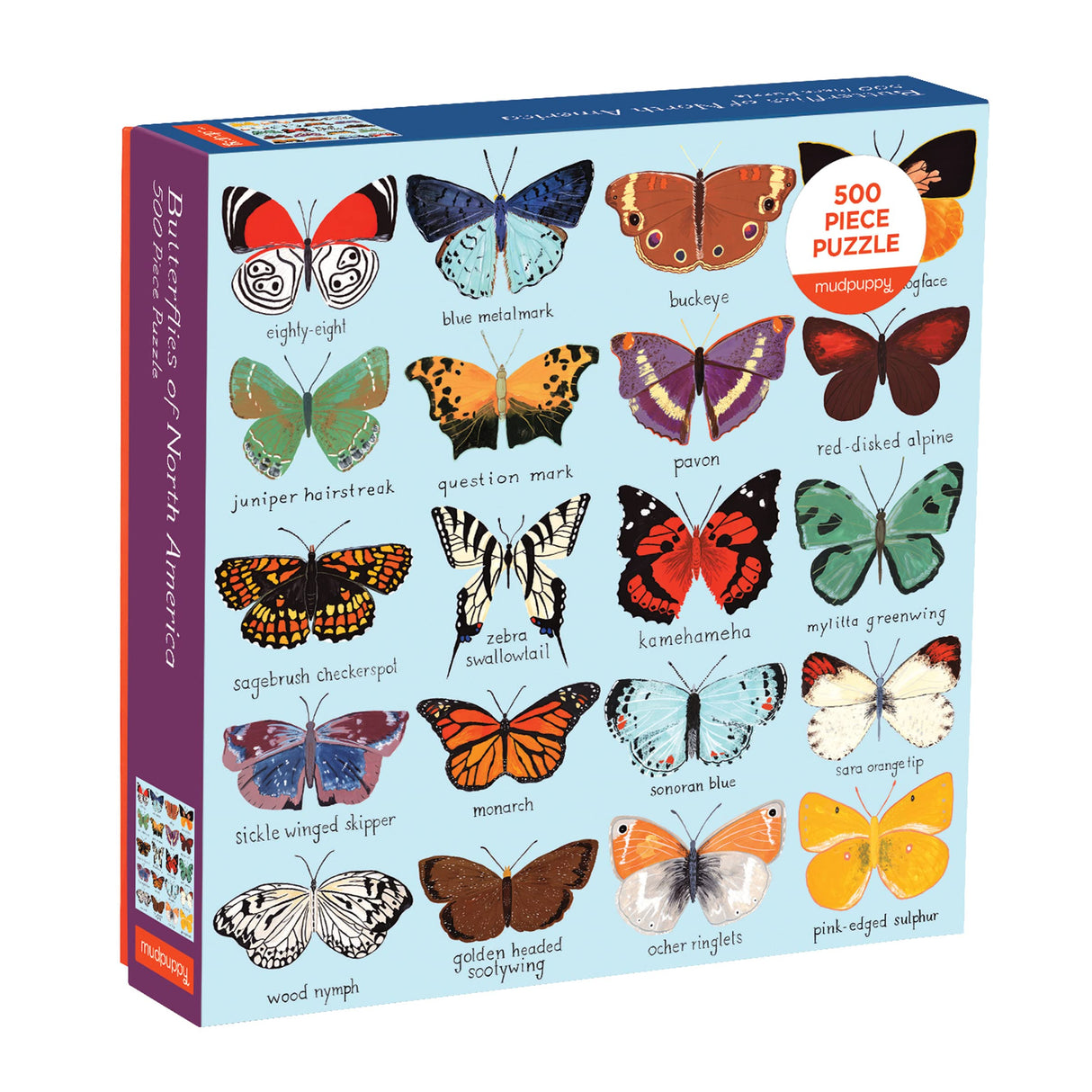 Mudpuppy Butterflies of North America 500 Piece Family Jigsaw Puzzle, Butterfly Puzzle with Recognizable Butterflies from Around North America Mudpuppy