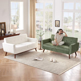 Kingfun 65.2" W Loveseat Sofa, Mid Century Modern Decor Love Seat Couches for Living Room, Button Tufted Upholstered Furniture, Solid & Easy to Install Small Couch for Bedroom Office Apartment, Green Kingfun