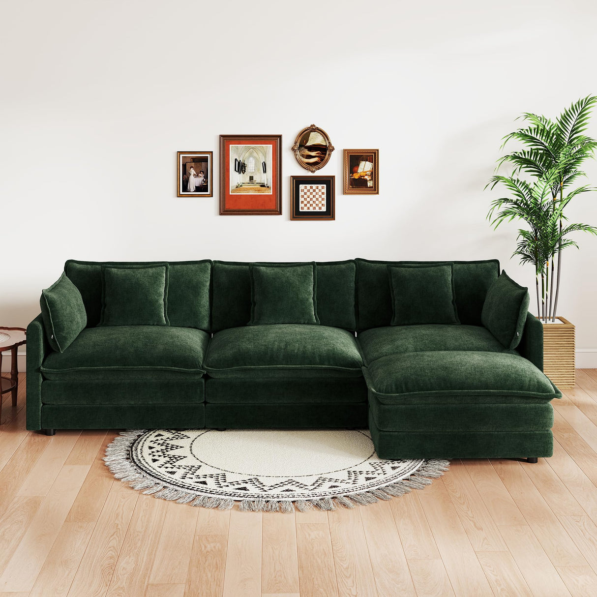 Ravy Concept 111.57" Modular Sectional Couch with L Shaped Chaise, Modern Couch for Living Room, Sofa in A Box, Oversized Sofa Sleeper with Deep Seat, Green Ravy Concept