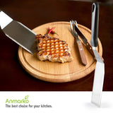 Metal Spatula Stainless Steel and Scraper - Professional Chef Griddle Spatulas Set of 3 - Heavy Duty Accessories Great for Cast Iron BBQ Flat Top Grill Skillet Pan - Commercial Grade Anmarko