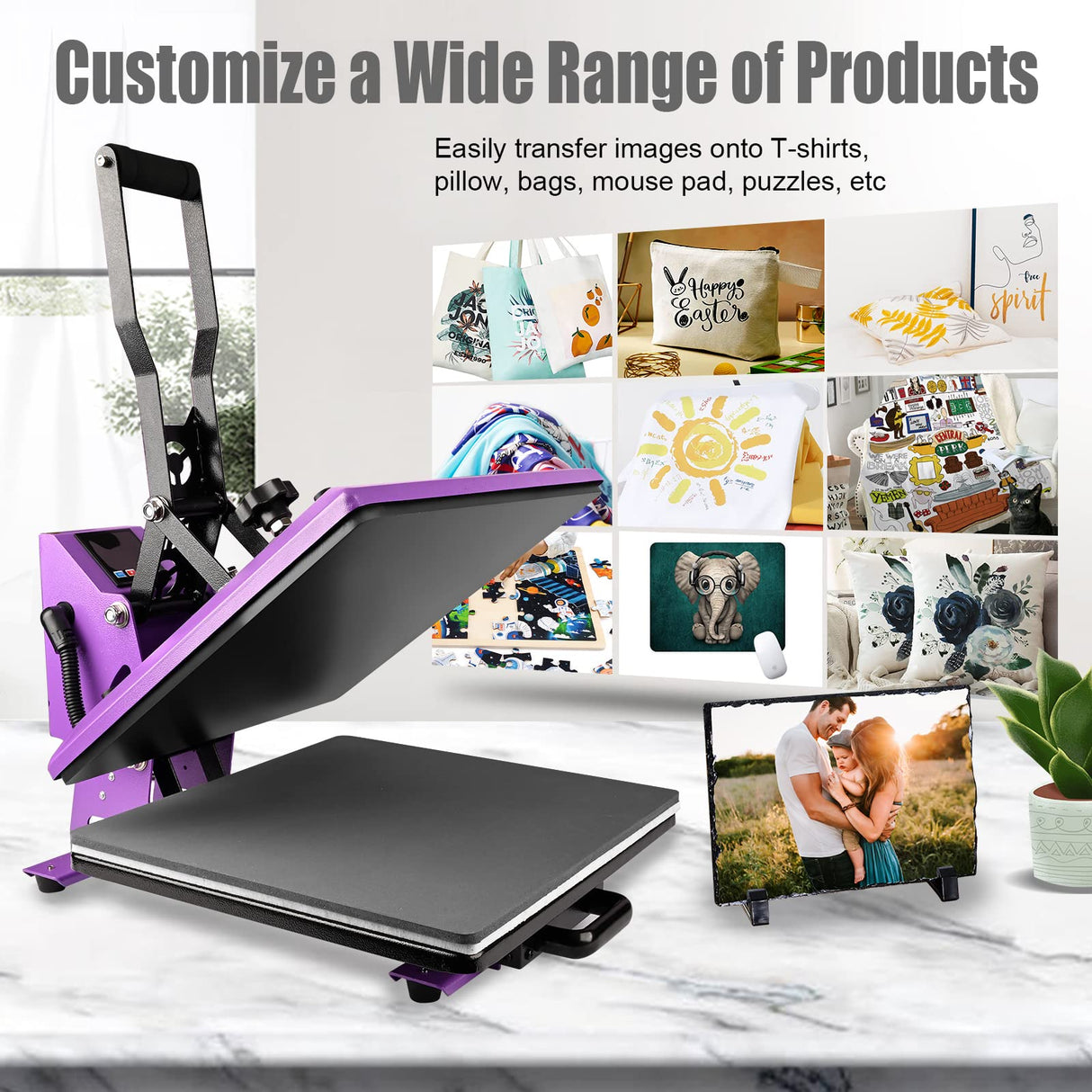 BetterSub Heat Press 15x15 inch Digital Heat Press Machine, Slide Out Drawer Tray Industrial Quality T-Shirt Heat Transfer Machine Purple Black BetterSub