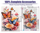 Diamond Art Kits for Adults - Butterfly Flowers Diamond Painting Kits DIY 5D Full Drill Diamond Dots Paintings with Diamonds Gem Art and Crafts for Home Decor 12x16 Inch Fuinkqe