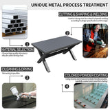 TWT Expandable Table Dining Set for 6 to 10, Aluminum Outdoor Dining Table, Rectangular Patio Metal Table with Umbrella Hole for Backyard Porch, Poolside ＆ Garden, Easy Assembly, Dark Grey TWT