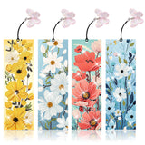 4pcs Flower Diamond Art Bookmarks Kit Floral Diamond Bookmarks for Adults 5D DIY Diamond Art Kit for Spring Reading Lover Book Lover Students DIY Gem Crafts Gift Cumule