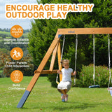 ROBUD 3-in-1 Playground Wooden Swing Sets for Backyard, DIY Swing Sets with Tree Swing and 2 Toddler Swings, Kids Outdoor Play Equipment, Outdoor Playset for Kids & Toddlers, Ages 3+ ROBUD