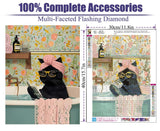 Black Cat 5D Diamond Art Kits for Adults,Funny Animal Diamond Painting Kits for Beginners,Bathing cat Full Drill Diamond Dot,Gem Art Crafts for Adult Wall Decor 12x16inch Canrichshop