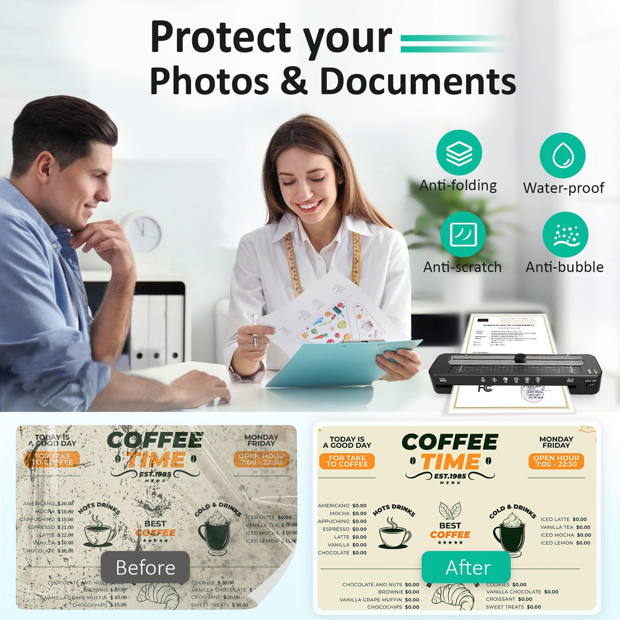 13 Inch Laminator Machine - 11x17 Laminator with 50 Sheets, Cold & Thermal, Built-in Paper Cutter & Corner Rounder, A3 Laminating Machine for Classroom Home School Raycial