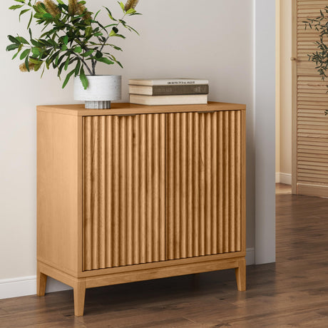 Nathan James Wood Accent Modern Free Standing Buffet Sideboard Hallway, Entryway, Dining Living Room, 1 Storage Cabinet, Jasper - Warm Pine Nathan James