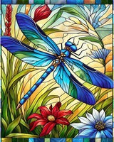 Paint by Numbers Kit for Adults Beginner - Dragonfly Adult Paint by Number Kits on Canvas, Stained Glass Acrylic Oil Number Painting for Adults, Perfect for Home Decor Gift 16x20 Inch GEEHEIY