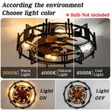 CREATE BRIGHT 20'' Modern Black Caged Ceiling Fans Low Profile Ceiling Fans with Lights and Remote,Timer,6 Speeds Quiet Reversible Dc Motor for Bedroom,Kitchen,Indoor CREATE BRIGHT