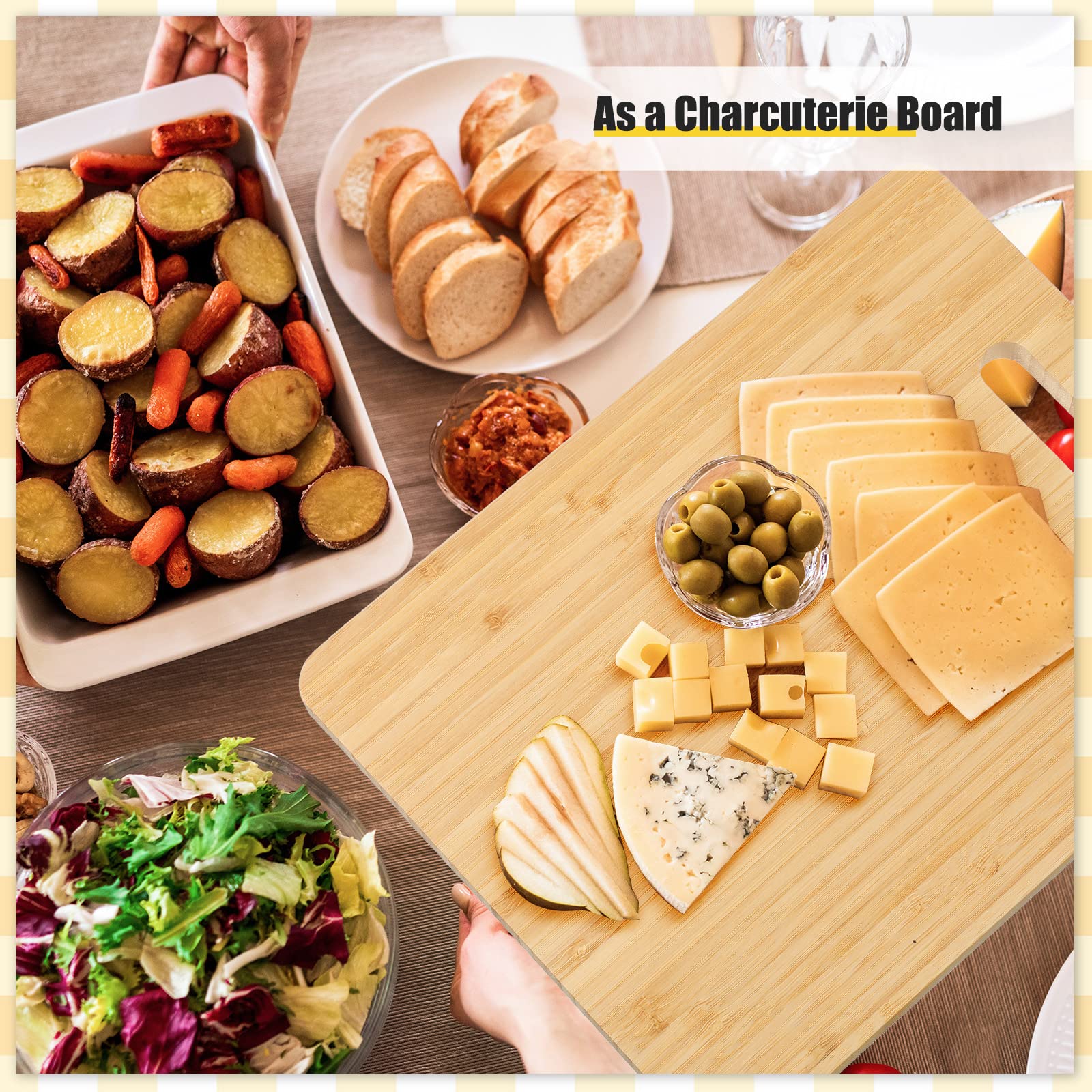 12 Pcs Thicken Bamboo Cutting Board Bulk Personalized Wood Chopping Board Customized Laser Engraving Blanks Serving Board for Wedding Mother's Day Housewarming Gift (General) - WoodArtSupply