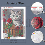 PFFNGPEN Diamond Painting Kits for Adults, 5D DIY Cat Rose Diamond Art Kits for Beginners, Full Drill Round Diamond Art for Home Wall Decor, Animal, 12x16 inch PFFNGPEN