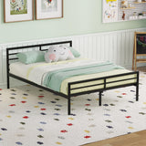 Metal Twin Over Full Bunk Bed Frame with Desk, Loft Platform Mattress Foundation with Steel Slat Support Storage Space Merax