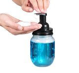 Amolliar Mason Jar Foaming Soap Dispenser, Plastic Pump Rustproof Stainless Steel Lid, Waterproof Label, Rustic Farmhouse Decor Hand Soap Dispenser, Dish Soap for Bathroom, Kitchen, Bath, Black 2 Pack Amolliar