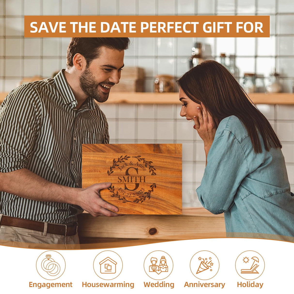 Personalized Cutting Board, Usa Crafted Maple/Walnut Customized Cutting Boards, Save The Date Wedding Gift, Christmas Gifts, Anniversary or Bridal SHOISOWO