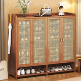 BVOUVOI Bamboo Shoe Storage Cabinet, 8 Tier Freestanding Shoes Heels Sneakers Shoe Rack Shelf for 36-40 Pairs, Entryway Shoe Cabinet with Doors for Hallway Living Room (Brown) BVOUVOI