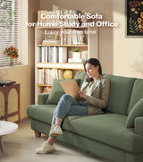 Kidirect 87in Green Sofa, Couches for Living Room 21in Extra Deep Seats, Comfy Corduroy Sofas for Living Room No Tool Assembly, Modern Oversized Love Seat with 2 Pillows, Sofa Couch for Bedroom Kidirect