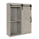 Kate and Laurel Cates Decorative Wood Wall Storage Cabinet with Sliding Barn Door, Rustic Gray Kate and Laurel