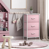Sorbus Nightstand with 3 Drawers - Bedside Furniture & Accent End Table Chest for Home, Bedroom Accessories, Office, College Dorm, Steel Frame, Wood Top, Pastel Fabric Bins (Pink) Sorbus
