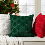 Softalker Christmas Throw Pillow Covers 18 x 18 Inch Set of 2, Xmas Winter Christmas Tree Faux Fur Cushion Covers, 3D Embroidered Pillow Cases for Couch Bedroom Living Room Decor, Green Softalker