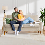 WEUP 68" Loveseat Sofa Oatmeal Linen Couch, Mid Century Modern Love Seat Couches for Living Room, Small Loveseat for Bedroom Office, Comfy Sofa with Spring Cushion, Solid Wood, Tool-Free Assembly WEUP