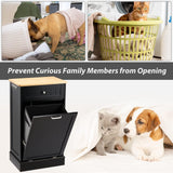 AHB 13 Gallons Tilt Out Trash Cabinet, Hidden Trash Can Kitchen Wooden Tilt Out Pet Proof Hidden Trash Bin for Kitchen Living Room,Black AHB