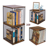 Dmevkic 2 Cube Organizer Book Shelfs DIY Variable Stackable Cube Storage Organizer for Kid Bedroom,Living Room,Small Bookshelf Black Brown Wooden Dmevkic
