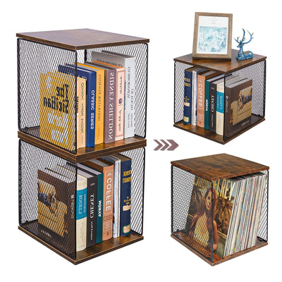 Dmevkic 2 Cube Organizer Book Shelfs DIY Variable Stackable Cube Storage Organizer for Kid Bedroom,Living Room,Small Bookshelf Black Brown Wooden